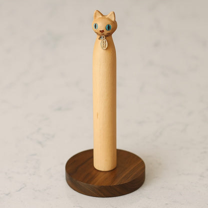 Cat-Shaped Solid Wood Paper Towel Holder